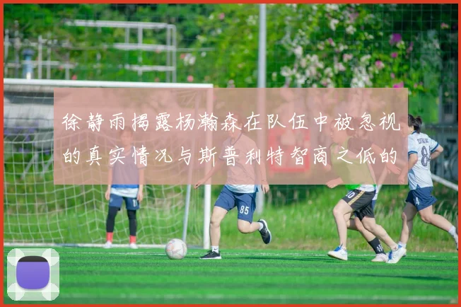 徐静雨揭露杨瀚森在队伍中被忽视的真实情况与斯普利特智商之低的尴尬真相